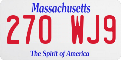 MA license plate 270WJ9