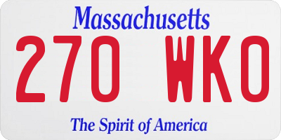 MA license plate 270WK0