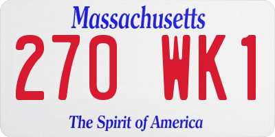 MA license plate 270WK1