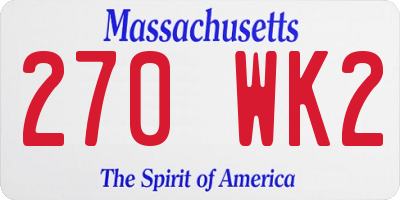 MA license plate 270WK2