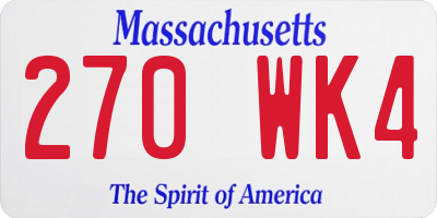 MA license plate 270WK4