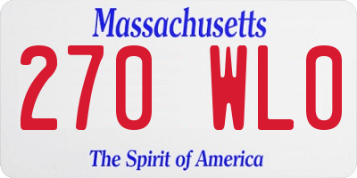MA license plate 270WL0