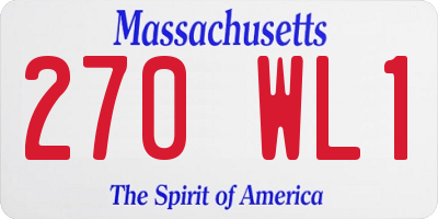 MA license plate 270WL1