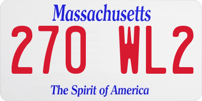 MA license plate 270WL2