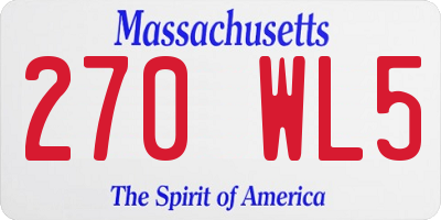 MA license plate 270WL5