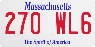 MA license plate 270WL6