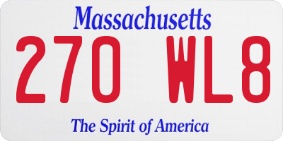 MA license plate 270WL8