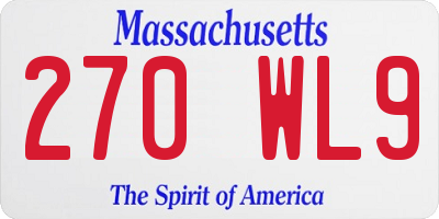 MA license plate 270WL9