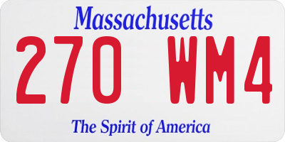 MA license plate 270WM4
