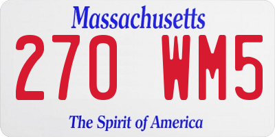 MA license plate 270WM5