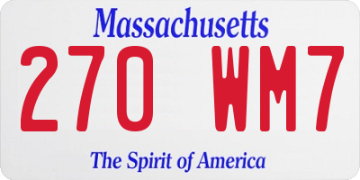 MA license plate 270WM7