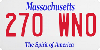 MA license plate 270WN0