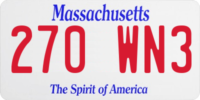 MA license plate 270WN3