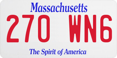MA license plate 270WN6