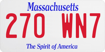 MA license plate 270WN7