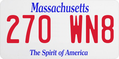 MA license plate 270WN8