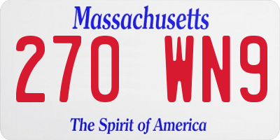 MA license plate 270WN9