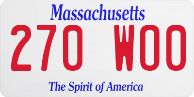MA license plate 270WO0