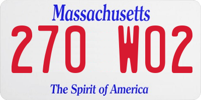 MA license plate 270WO2