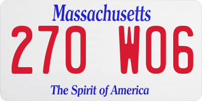 MA license plate 270WO6