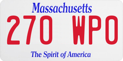 MA license plate 270WP0