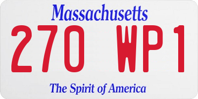 MA license plate 270WP1