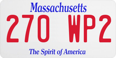 MA license plate 270WP2