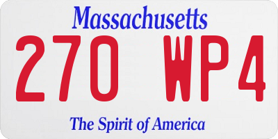 MA license plate 270WP4