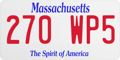 MA license plate 270WP5