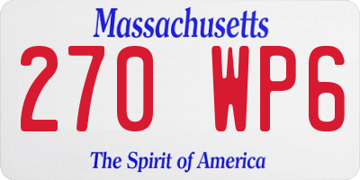 MA license plate 270WP6