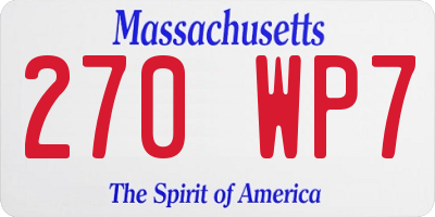 MA license plate 270WP7
