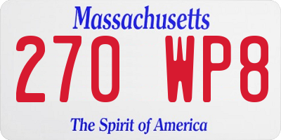 MA license plate 270WP8