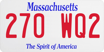 MA license plate 270WQ2