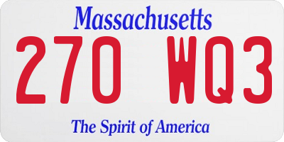 MA license plate 270WQ3