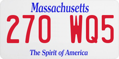MA license plate 270WQ5