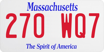 MA license plate 270WQ7
