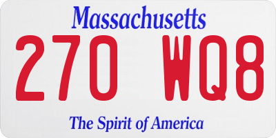 MA license plate 270WQ8