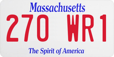 MA license plate 270WR1