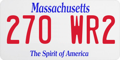 MA license plate 270WR2