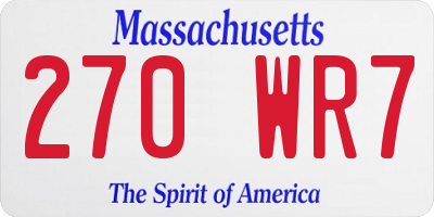 MA license plate 270WR7