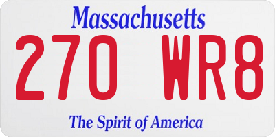 MA license plate 270WR8