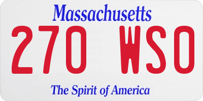 MA license plate 270WS0