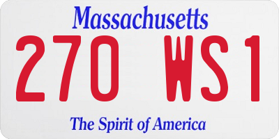 MA license plate 270WS1