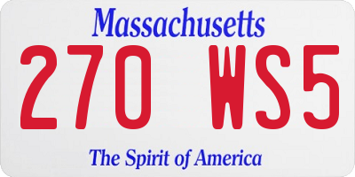 MA license plate 270WS5