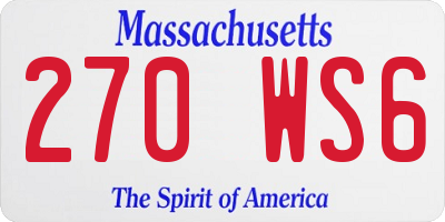 MA license plate 270WS6