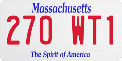 MA license plate 270WT1