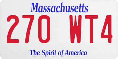 MA license plate 270WT4