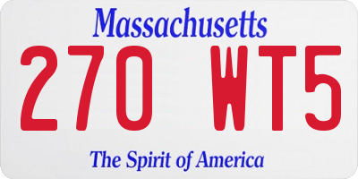 MA license plate 270WT5