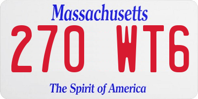 MA license plate 270WT6