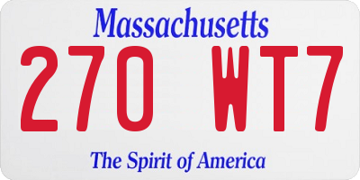 MA license plate 270WT7